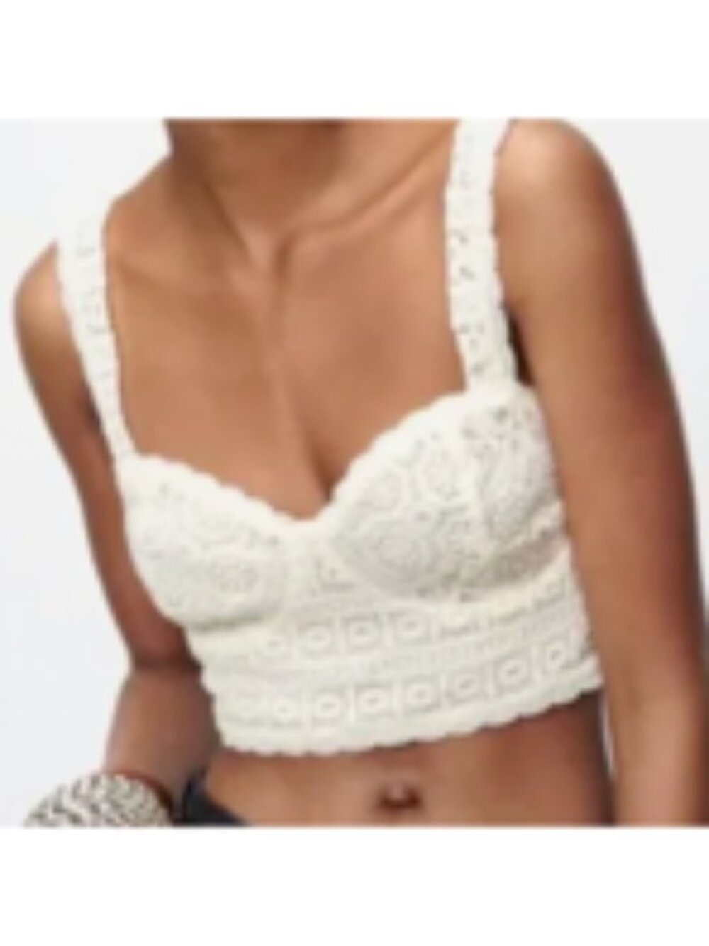 Zara Cream Crochet Bustier Tank Top